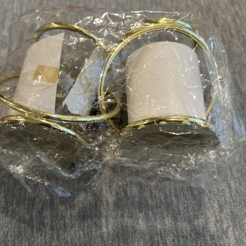 PartyLite‎ Gemini Frosted Votive Candle Holders P7106 Gold Interlocking Pair New